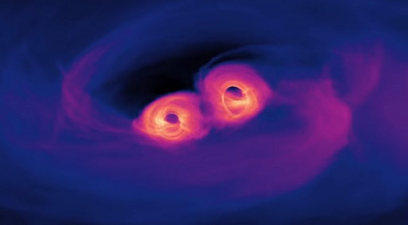  NASA simulasi dua lubang hitam berbentuk spiral sebelum tabrakan