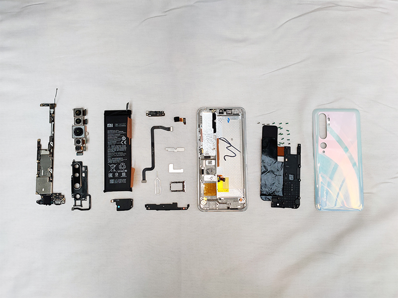 Melihat langsung komponen Xiaomi Mi Note 10 Pro