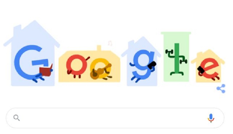 Google Doodle sarankan orang tetap di dalam rumah