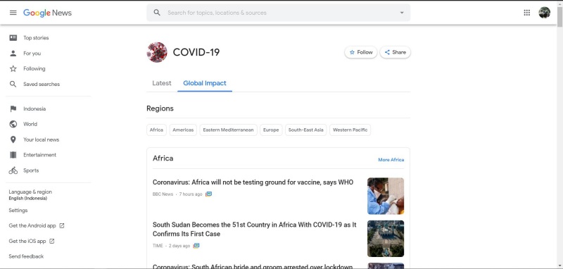 Google siapkan pusat berita mengenai corona di Google News
