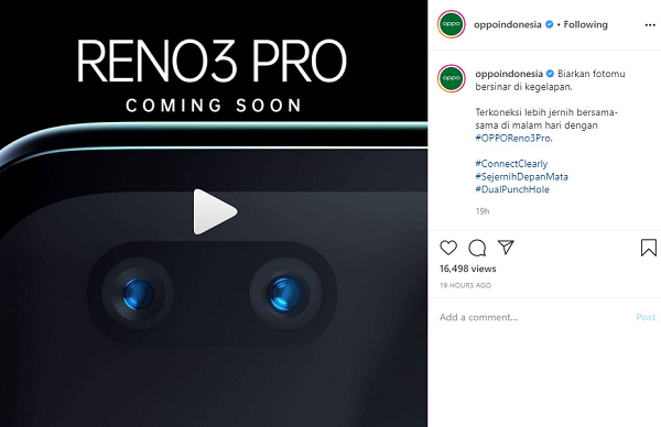 Oppo Reno3 Pro pakai desain dual punch-hole pada kamera depannya