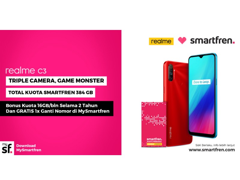 Smartfren hadirkan program bundling smartphone Realme C3