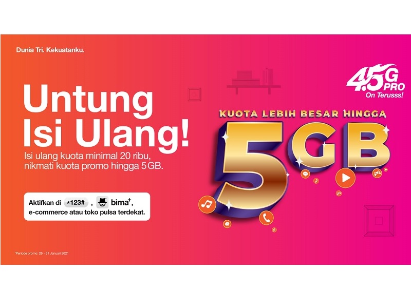 3 Indonesia tawarkan promo tambahan kuota hingga 5GB