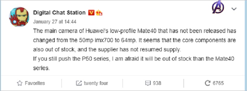 Huawei Mate 40E tidak jadi gunakan sensor kamera Sony