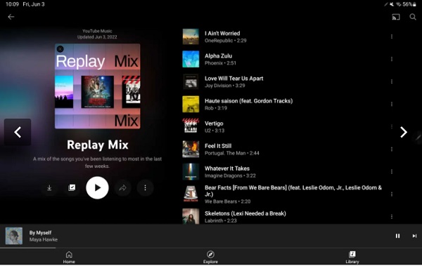 YouTube Music desain ulang tampilan playlist di tablet