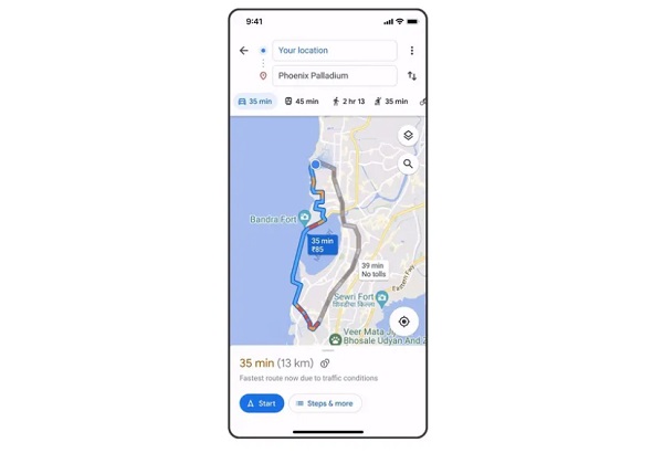 Fitur baru Google Maps bisa tampilkan biaya tol