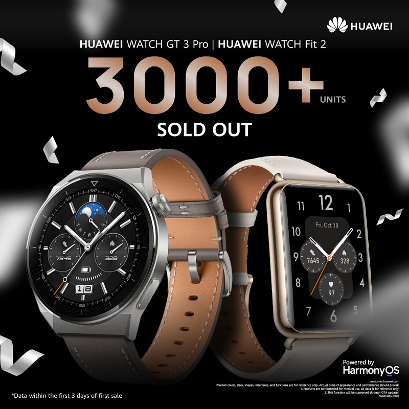 Huawei Watch Fit 2 dan GT 3 Pro ludes 3.000 unit