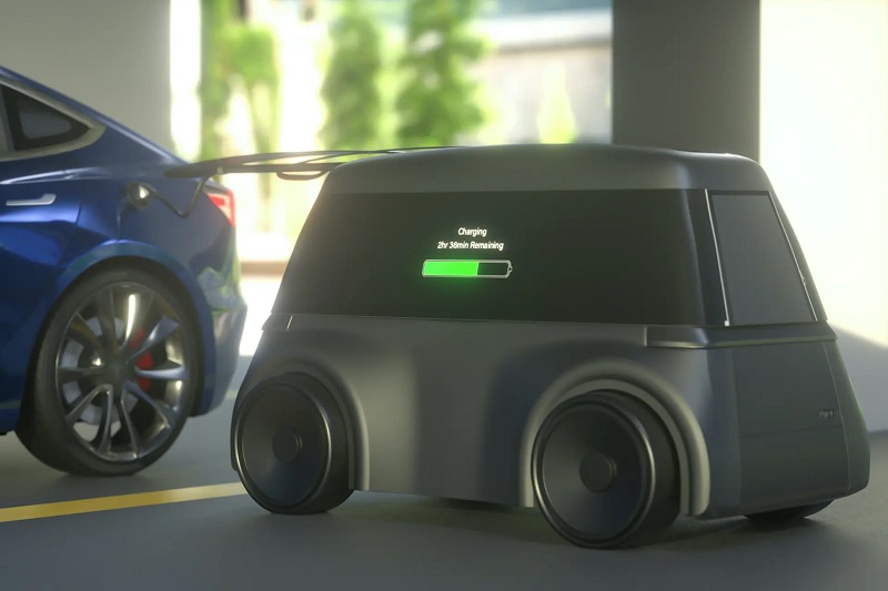 Robot ini bisa isi ulang baterai mobil listrik secara otomatis