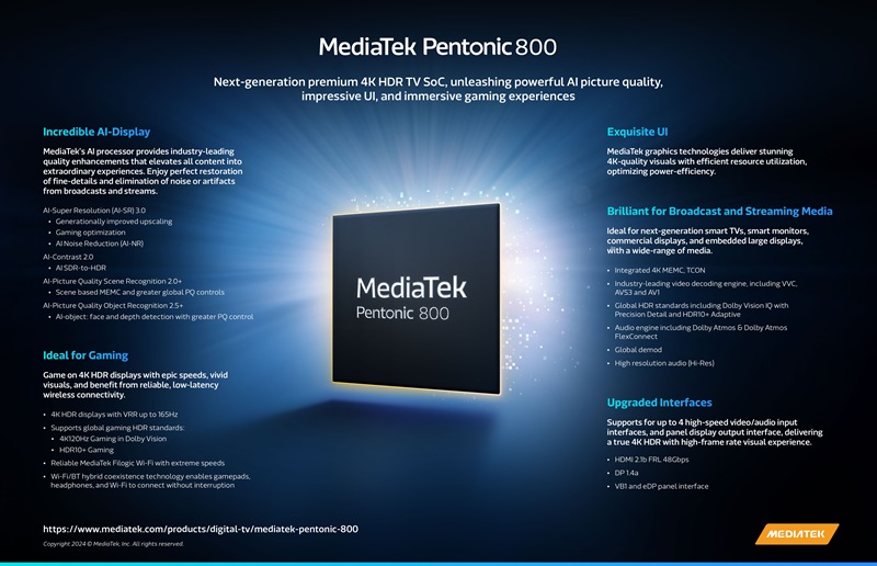 MediaTek umumkan prosesor smart TV Pentonic 800 di Computex, dukung VRR hingga 165 Hz