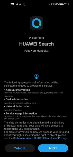 Tampilan Huawei Search