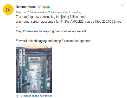 Ini adalah pengumuman Realme terkait smartphone Realme X