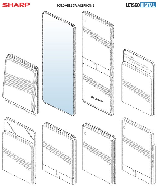 Ini adalah gambar desain dari smartphone lipat Sharp mendatang