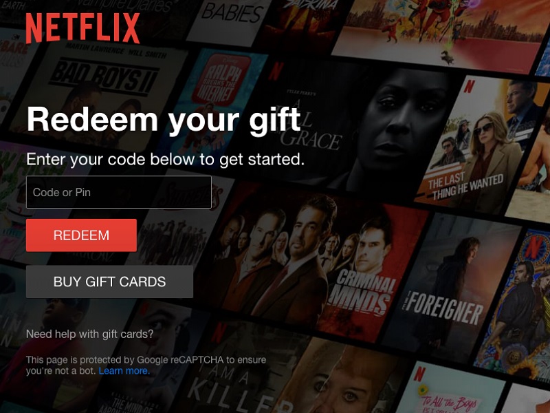 Tampilan Redeem Netflix