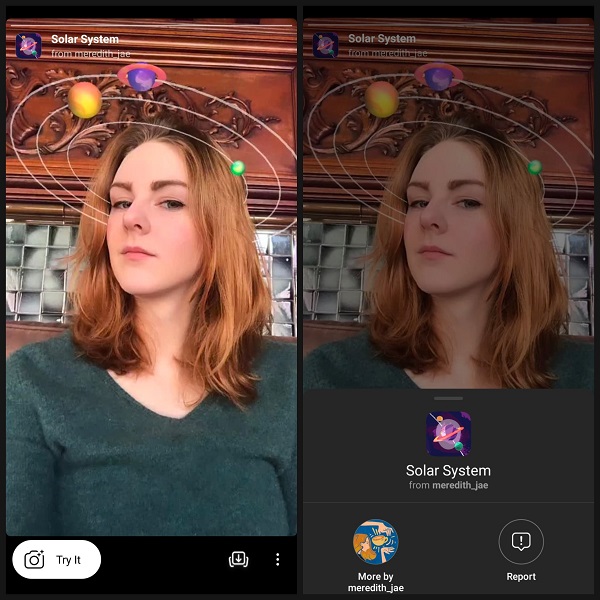 Ini adalah gambar dari cara menyimpan filter kreator di Instagram Stories