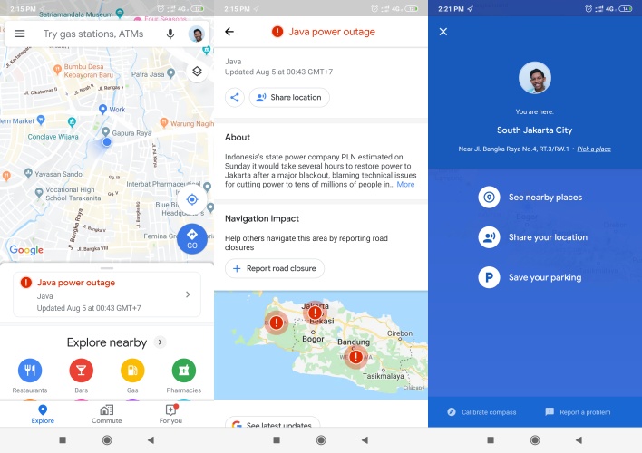 Google Maps informasikan pemadaman listrik di Jakarta dan beberapa daerah sekitarnya