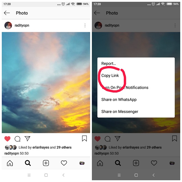 Ini adalah tata cara menyimpan gambar dari profil Instagram orang lain