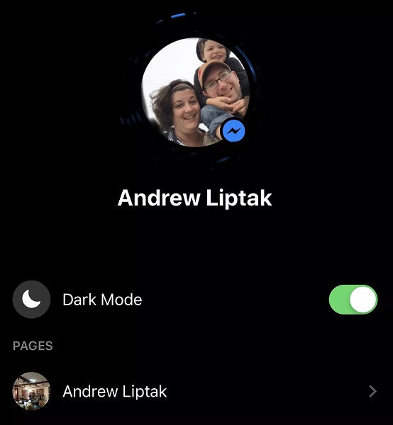 Ini adalah fitur dark mode yang terdapat dalam pengaturan Facebook Messenger