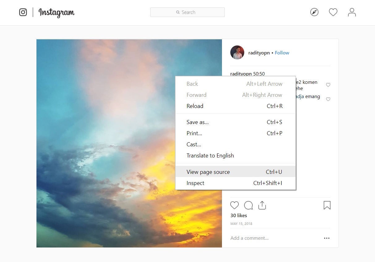 Ini adalah tata cara menyimpan gambar dari profil Instagram orang lain 