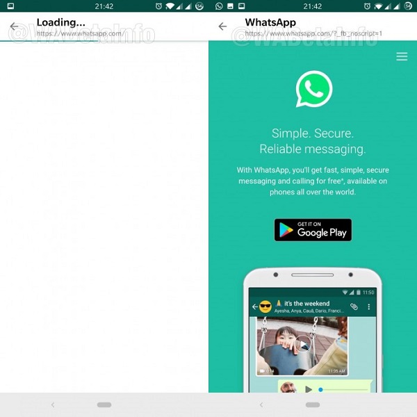 Ini adalah gambar dari fitur terbaru WhatsApp in-app browser yang sedang diuji coba