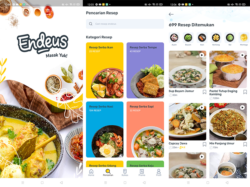 Tampilan menu Endeus