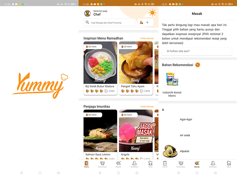 Tampilan aplikasi Yummy