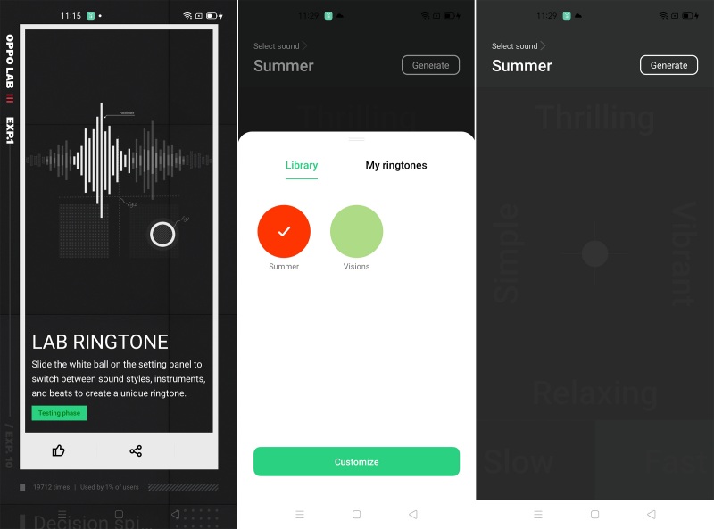 Tampilan OPPO Lab Ringtone