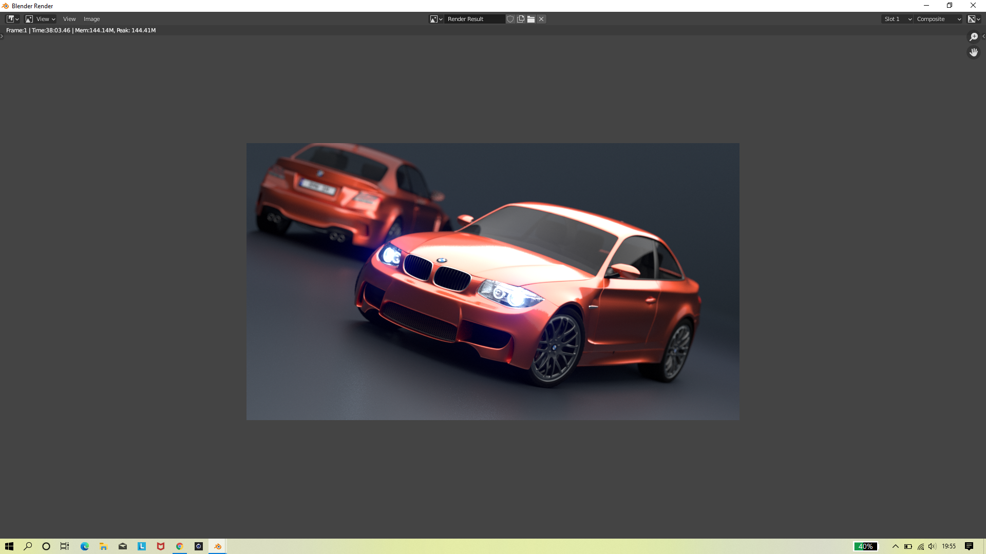 Hasil render 3D BMW menggunakan aplikasi Blender
