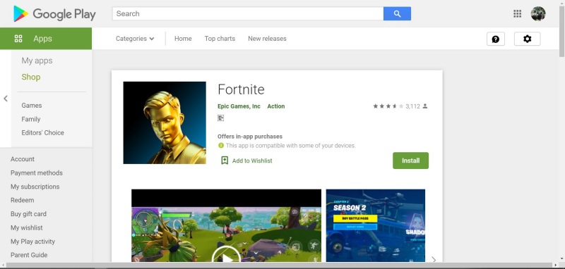 Gim Fortnite sudah tersedia di Google Play Store
