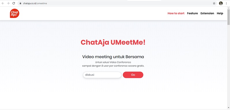 tampilan UMeetMe di laman resmi ChatAja